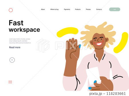 Creative Workspace: Video Conference, modern flat vector concept illustration of person engaging in virtual business meeting Connectivity, collaboration, digital interaction, remote work, productivity 118283661