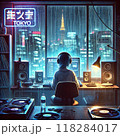 東京深夜の雨の音と音楽とチル少女 118284017