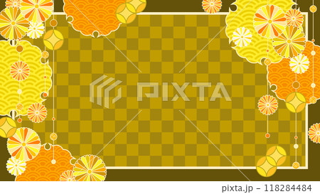 秋色のレトロポップな和風背景 118284484
