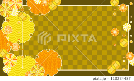 秋色のレトロポップな和風背景 118284487
