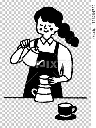 仕事でコーヒーを淹れている女性_2 仕事でコーヒーを淹れている女性_2 118284730