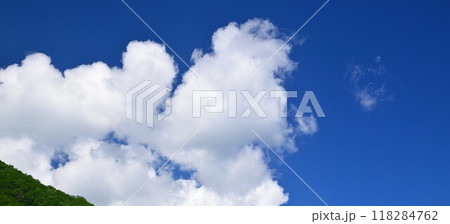 尾瀬の青空に浮かぶ白い雲 118284762