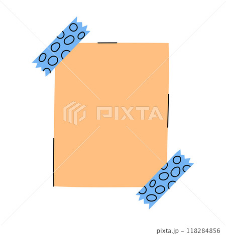 Blank note paper isolated vector element. Illustration of empty vertical rectangular sticky note with adhesive tapes. Memo sticker, to do reminder. Office stationery object in cute hand drawn style Blank note paper isolated vector element. Illustration of empty vertical rectangular sticky note with adhesive tapes. Memo sticker, to do reminder. Office stationery object in cute hand drawn style 118284856
