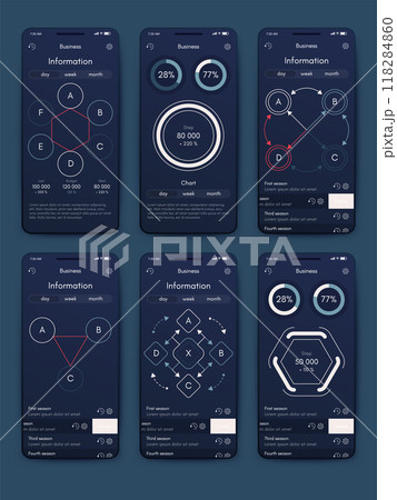 Vector graphics infographics with mobile phone. Template for creating mobile applications, workflow layout, diagram, banner, web design, business reports 118284860