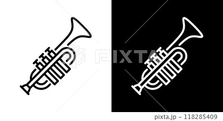 トランペットのシンプルなラインアイコン 118285409