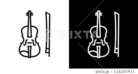 バイオリンのシンプルなラインアイコン 118285411