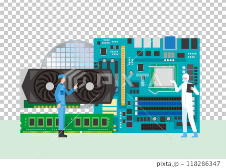 作業員とPCパーツ 作業員とPCパーツ 118286347