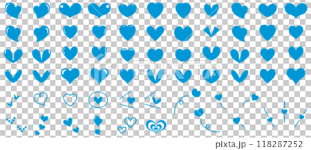 Various heart illustration set blue Various heart illustration set blue 118287252