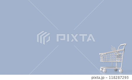 The Shopping cart on blue Background for Business concept 3d rendering. 118287293
