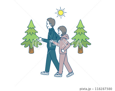 ジョギングをする老夫婦のイラスト ジョギングをする老夫婦のイラスト 118287380
