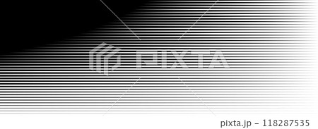 Horizontal thin line halftone gradation texture. Fade straight stripe gradient background. Black lines pattern backdrop. Vanishing parallel stripes wallpaper for overlay, print, cover. Vector Horizontal thin line halftone gradation texture. Fade straight stripe gradient background. Black lines pattern backdrop. Vanishing parallel stripes wallpaper for overlay, print, cover. Vector 118287535