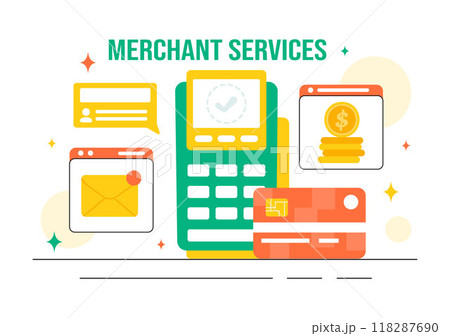 Merchant Services Vector Illustration of a Digital Marketing Strategy with People Referring Businesses and Earning Money Online in a Flat Background 118287690