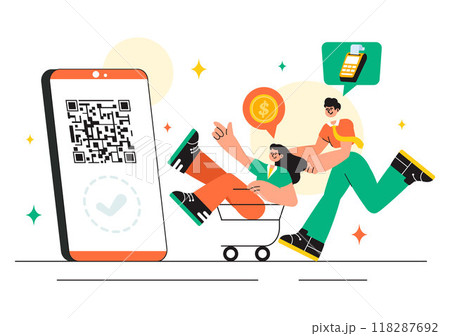 Merchant Services Vector Illustration of a Digital Marketing Strategy with People Referring Businesses and Earning Money Online in a Flat Background 118287692