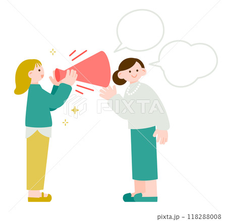 メガホンを持って情報を伝える女性 118288008