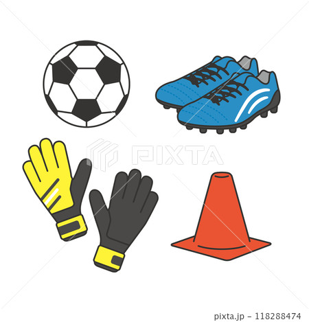 サッカー用具のセットイラスト素材のイラスト素材 [118288474] - PIXTA
