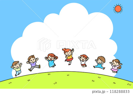 子供　ジャンプ　外　楽しい　コピースペース 118288833