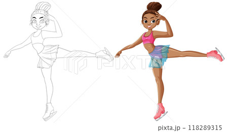 Girl Ice Skating Illustration Girl Ice Skating Illustration 118289315