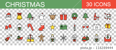 Christmas icon set color Christmas icon set color 118289444