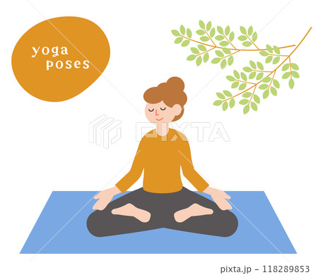 ヨガ・ピラティスのポーズをする女性のイラスト 118289853