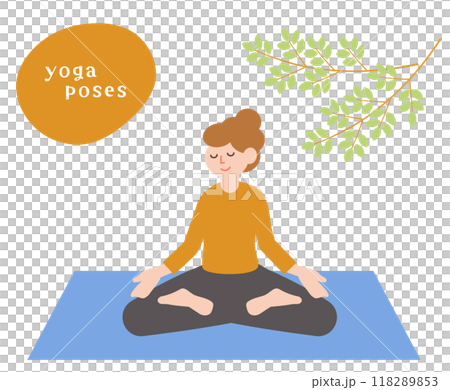 ヨガ・ピラティスのポーズをする女性のイラスト 118289853