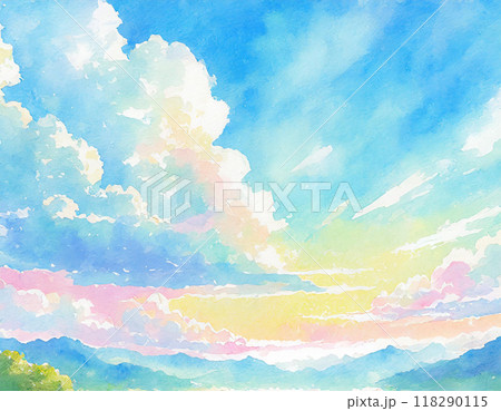 水彩画で描かれた青空 118290115