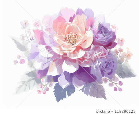 水彩画で描かれた花束のイラスト素材 [118290125] - PIXTA