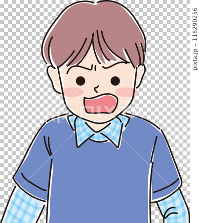 Boy's facial expression _ angry face _ upper body 118290256
