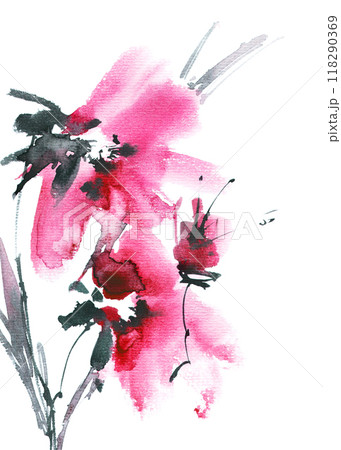 Watercolour red flowers bouquet Watercolour red flowers bouquet 118290369