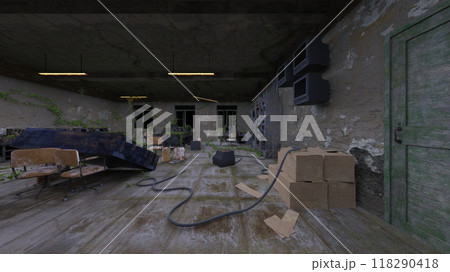 廃墟の荒れた室内 118290418