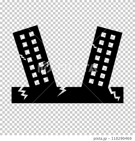 Earthquake and building damage silhouette 118290469