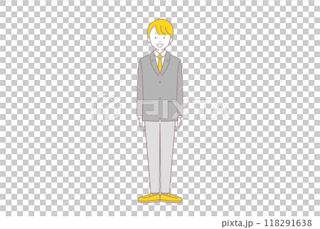 直立する制服を着た男子高校生 118291638