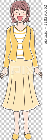 Young woman facial expression _ smiling face _ whole body 118291662