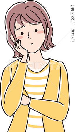若い女性表情_困った表情_上半身 118291664