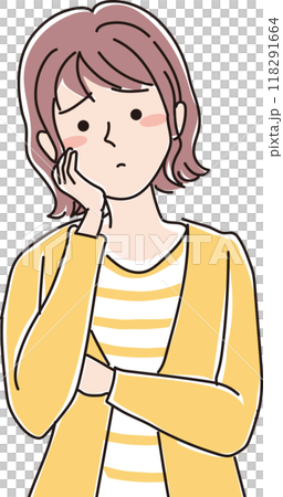 若い女性表情_困った表情_上半身 118291664
