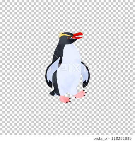 圈套企鵝水彩風格插圖。 圈套企鵝水彩風格插圖。 118291839