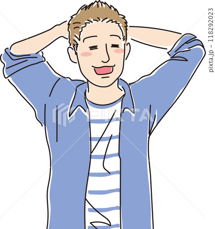 若い男性_のほほんとした顔_上半身 118292023