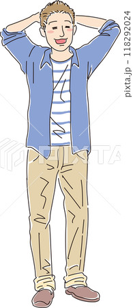 若い男性_のほほんとした顔_全身 118292024