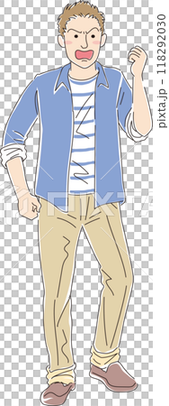 年輕人_憤怒的臉_全身 118292030