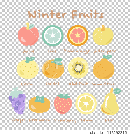 冬果物　フルーツ　イラストセット 118292216