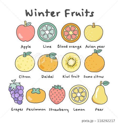 冬果物　フルーツ　イラストセット 118292217