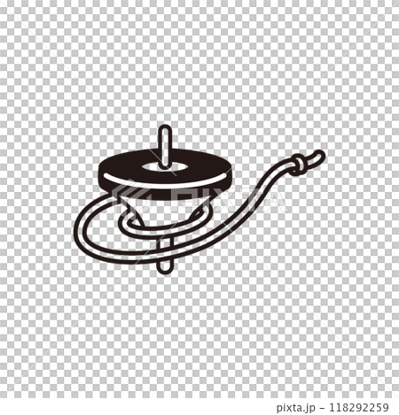 コマ回しのイラスト（黒） 118292259