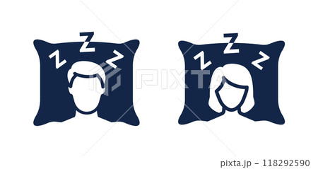 Insomnia icons, man and woman can not sleep. Vector illustration. Insomnia icons, man and woman can not sleep. Vector illustration. 118292590