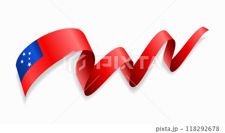 Samoan flag wavy abstract background. Vector illustration. 118292678