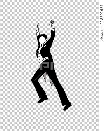 両手を上にあげてポーズをきめるダンサー 118292683