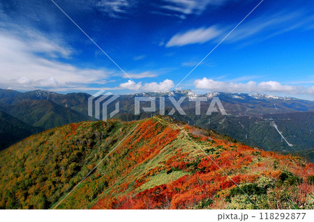 平標山から望む苗場山の卓状台地 118292877