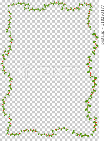 A4 paper frame green leaves with red flowers A4 paper frame green leaves with red flowers 118293177