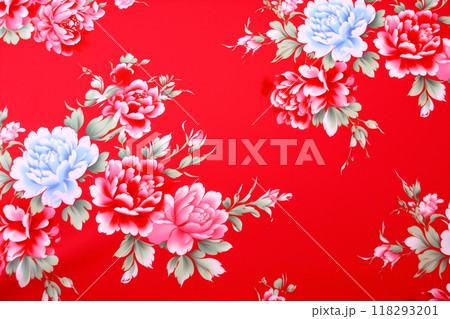 赤い背景に咲く華麗な花 赤い背景に咲く華麗な花 118293201