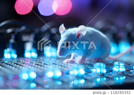 Laboratory mice with glassware in test tubes 118293332