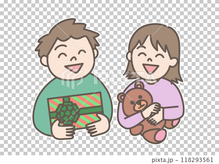Children happy to receive presents 118293561