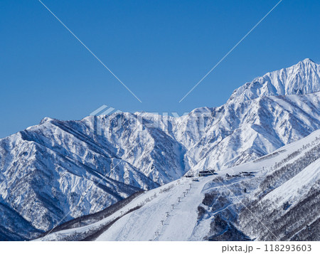 北アルプスの山並み hakuba valley スキー場 北アルプスの山並み hakuba valley スキー場 118293603